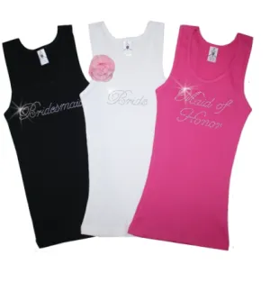* Bride * BridesMaid * Maid of Honour * Crystal Tank Tops