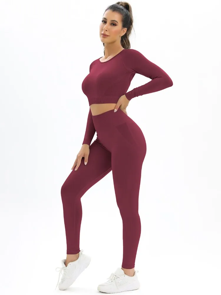 055 New Women Seamless Yoga Set Sexy Backless PUSH UP Leggings Set