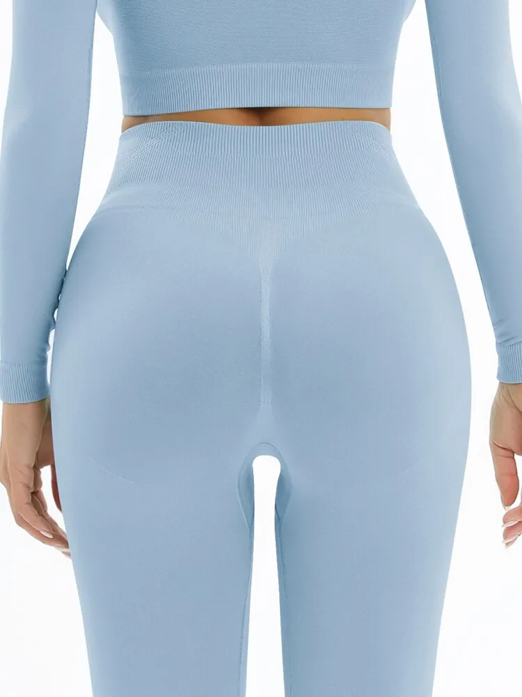 055 New Women Seamless Yoga Set Sexy Backless PUSH UP Leggings Set