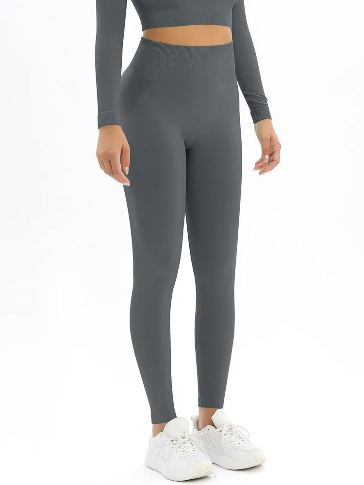 055 New Women Seamless Yoga Set Sexy Backless PUSH UP Leggings Set