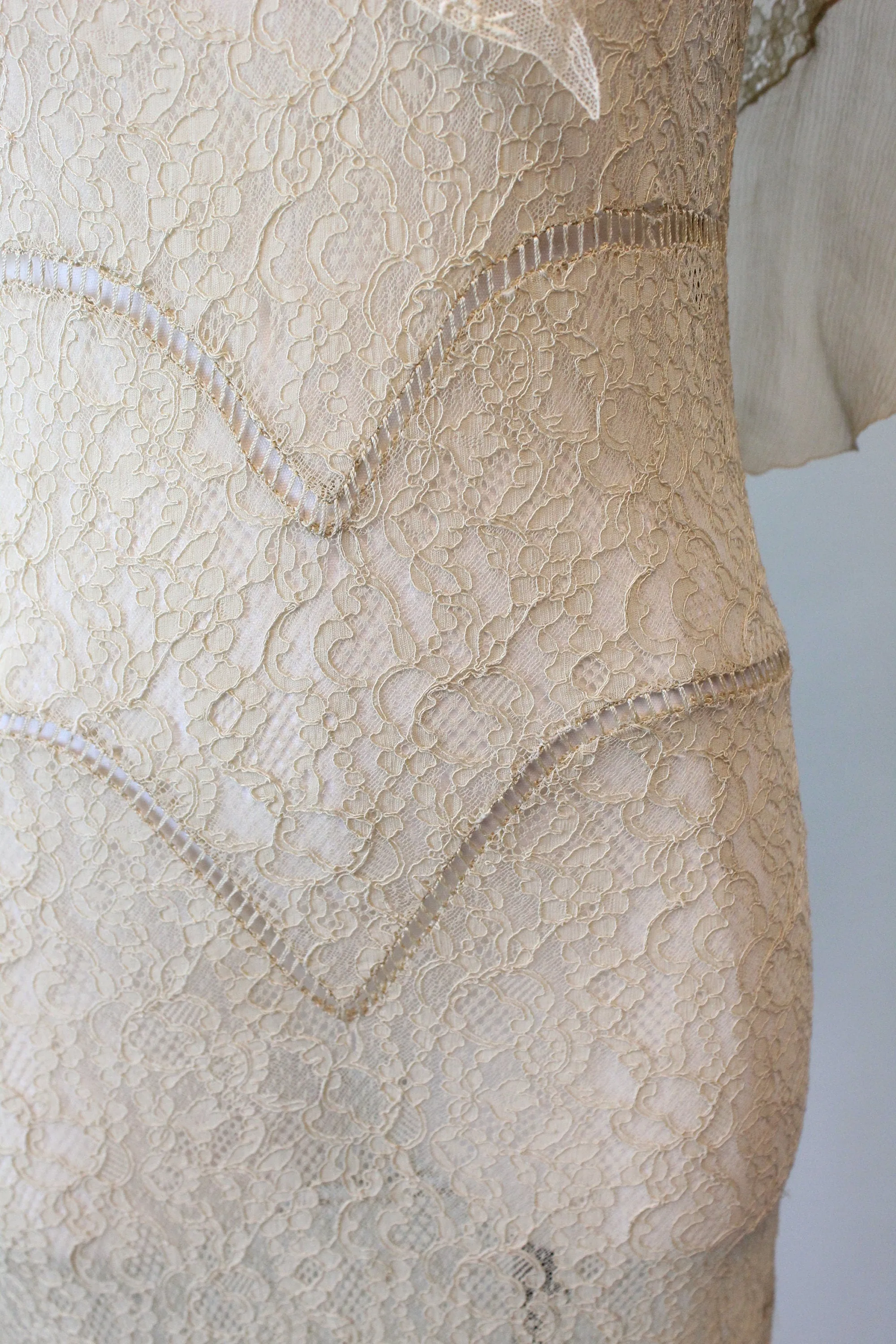 1930s LACE CAPE dress SILK gown small | new fall