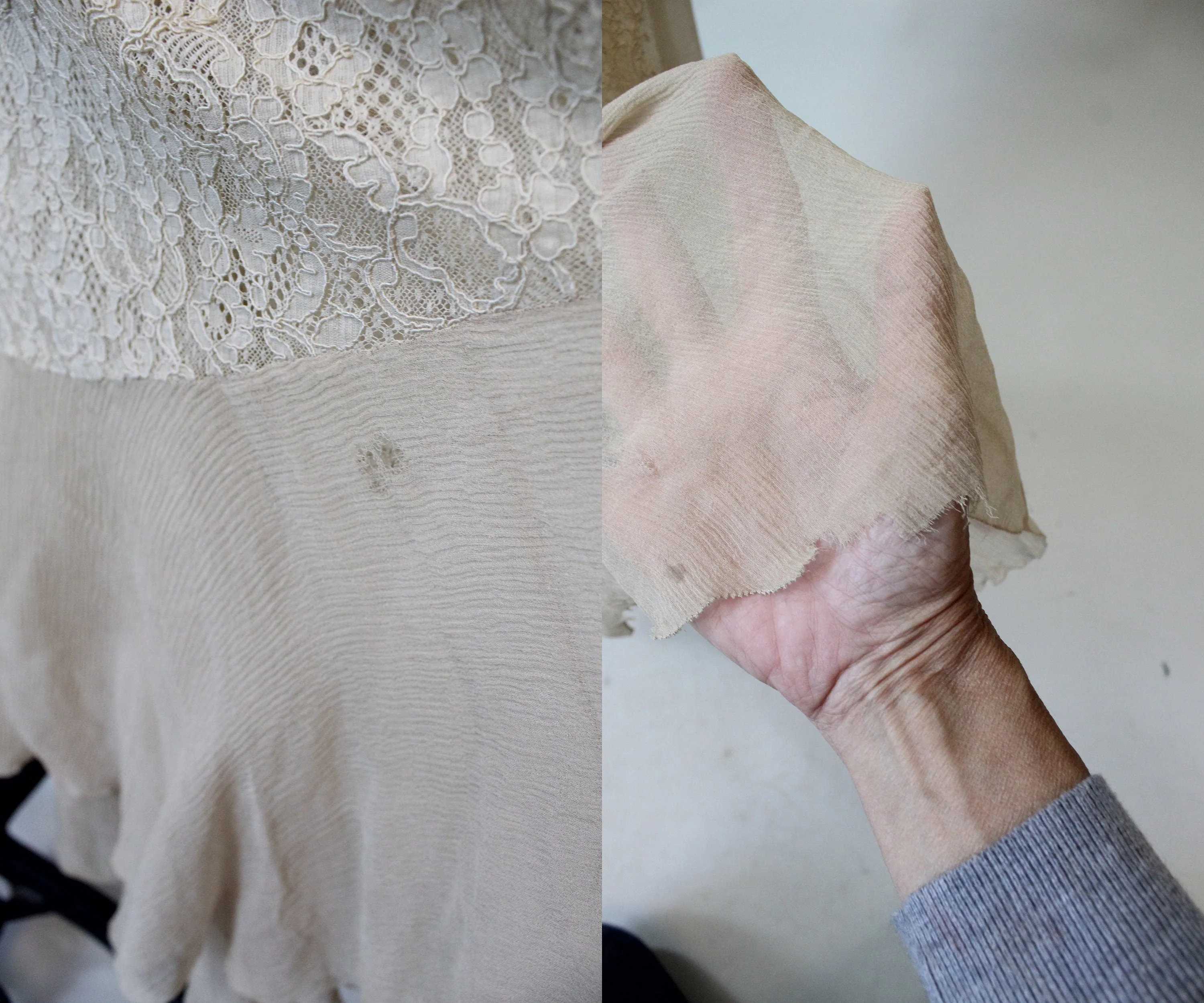 1930s LACE CAPE dress SILK gown small | new fall