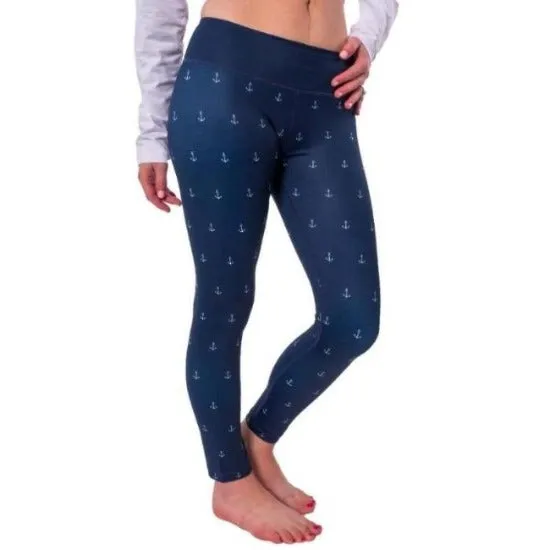 Anchor Performance Swim Leggings UPF 50 - Navy Blue