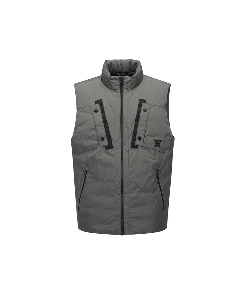 ANEW Golf Men Diagonal Incision Point Down Vest - Light Brown