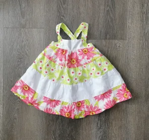 BABY GIRL SIZE 6/9 MONTHS - PENELOPE MACK, Cotton Floral Patchwork Summer Tank Dress EUC B38