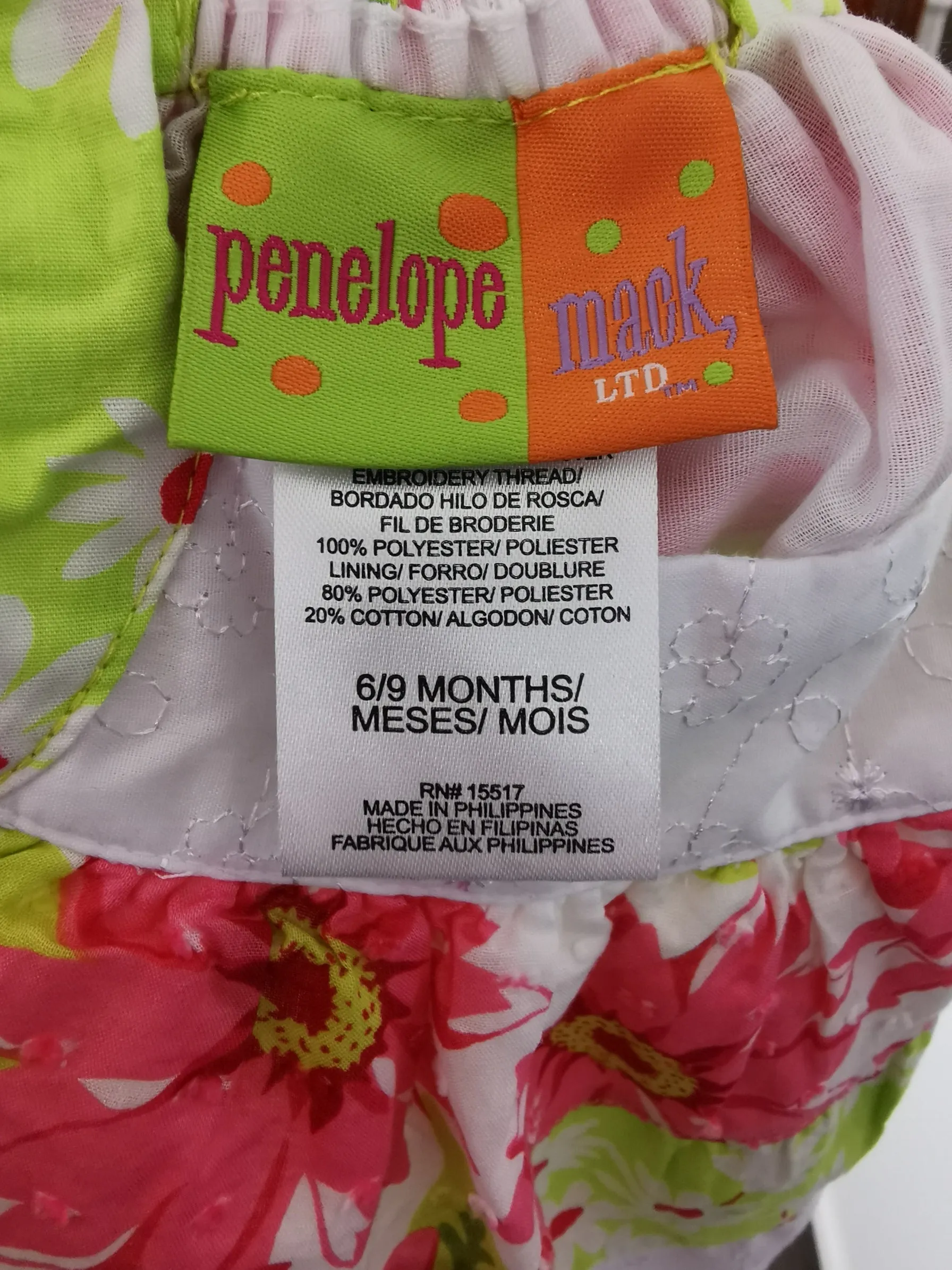 BABY GIRL SIZE 6/9 MONTHS - PENELOPE MACK, Cotton Floral Patchwork Summer Tank Dress EUC B38