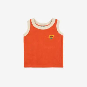 Baby Red Sunflower terry cloth tank top