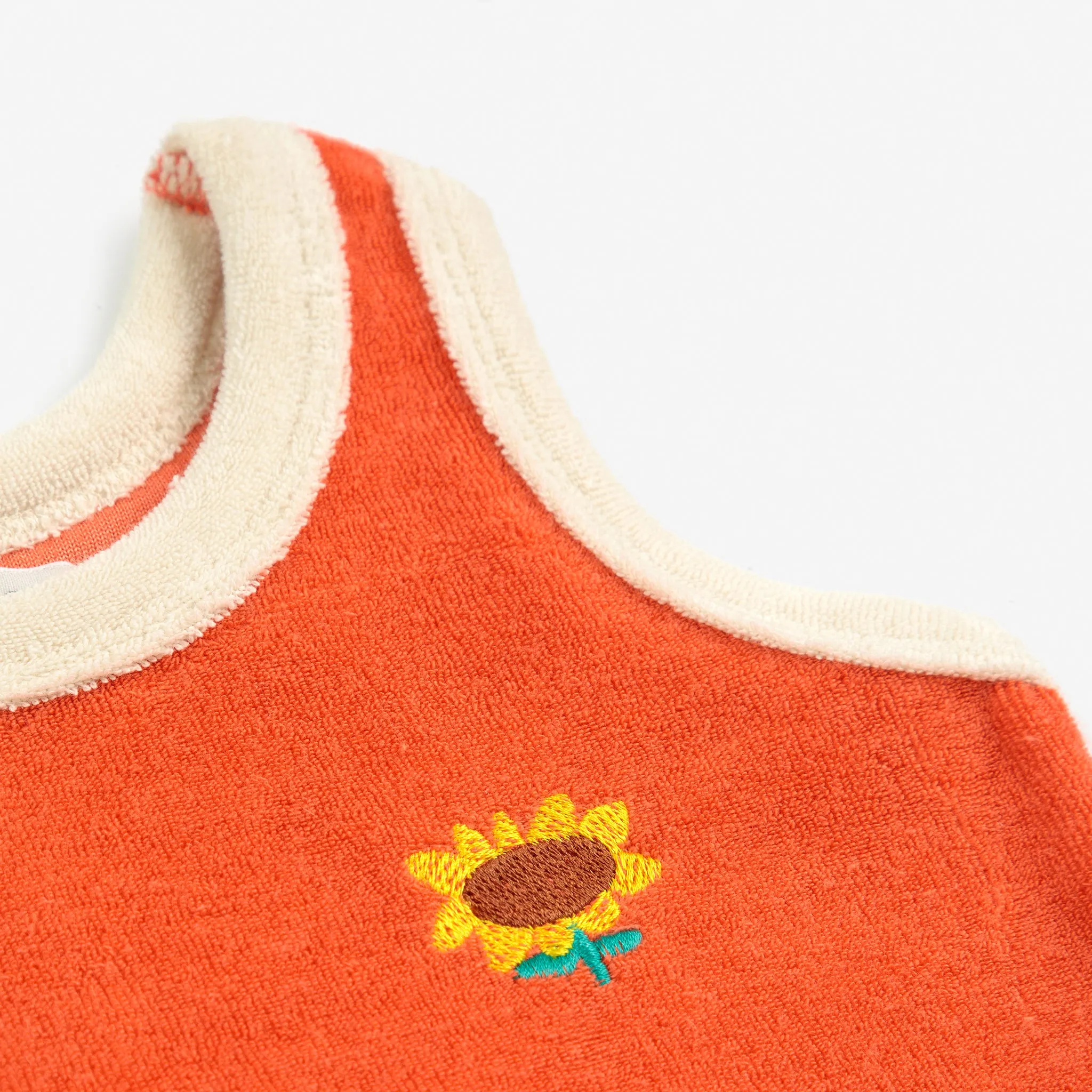 Baby Red Sunflower terry cloth tank top