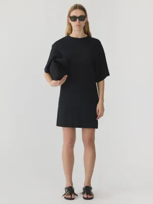 Bassike Waisted Short Sleeve Tennis Dress in Black