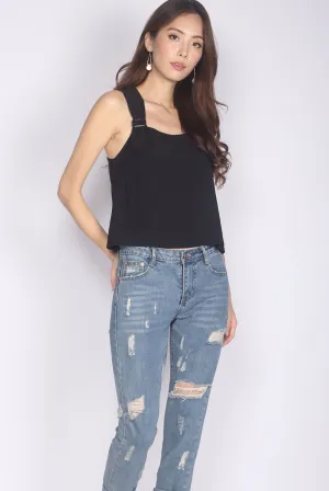 Benicia Buckle Strap Top In Black
