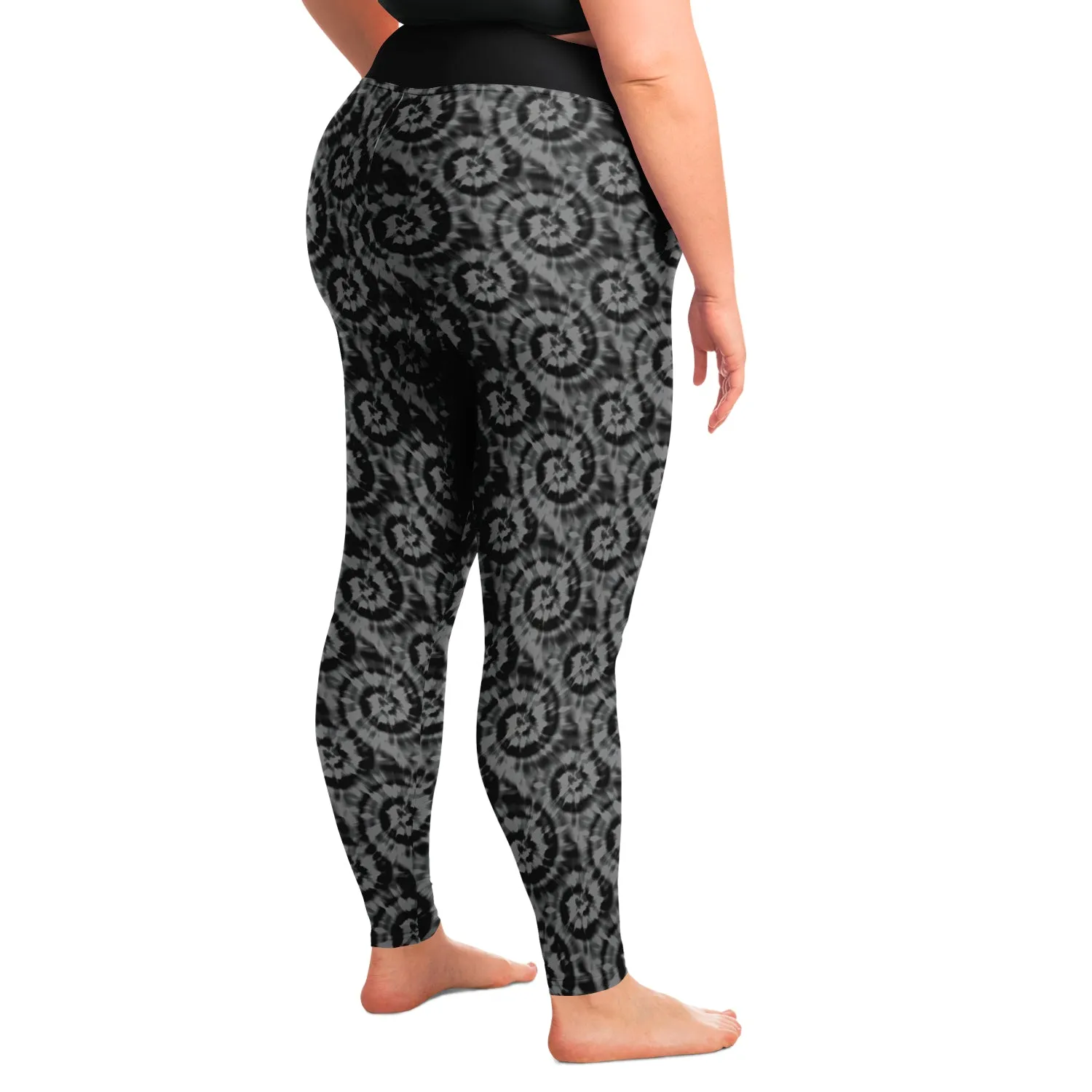 Black and Gray Tie Dye Plus Size Leggings 2X-6X Squat Proof