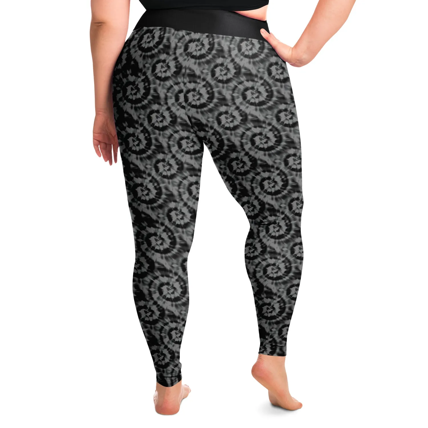Black and Gray Tie Dye Plus Size Leggings 2X-6X Squat Proof