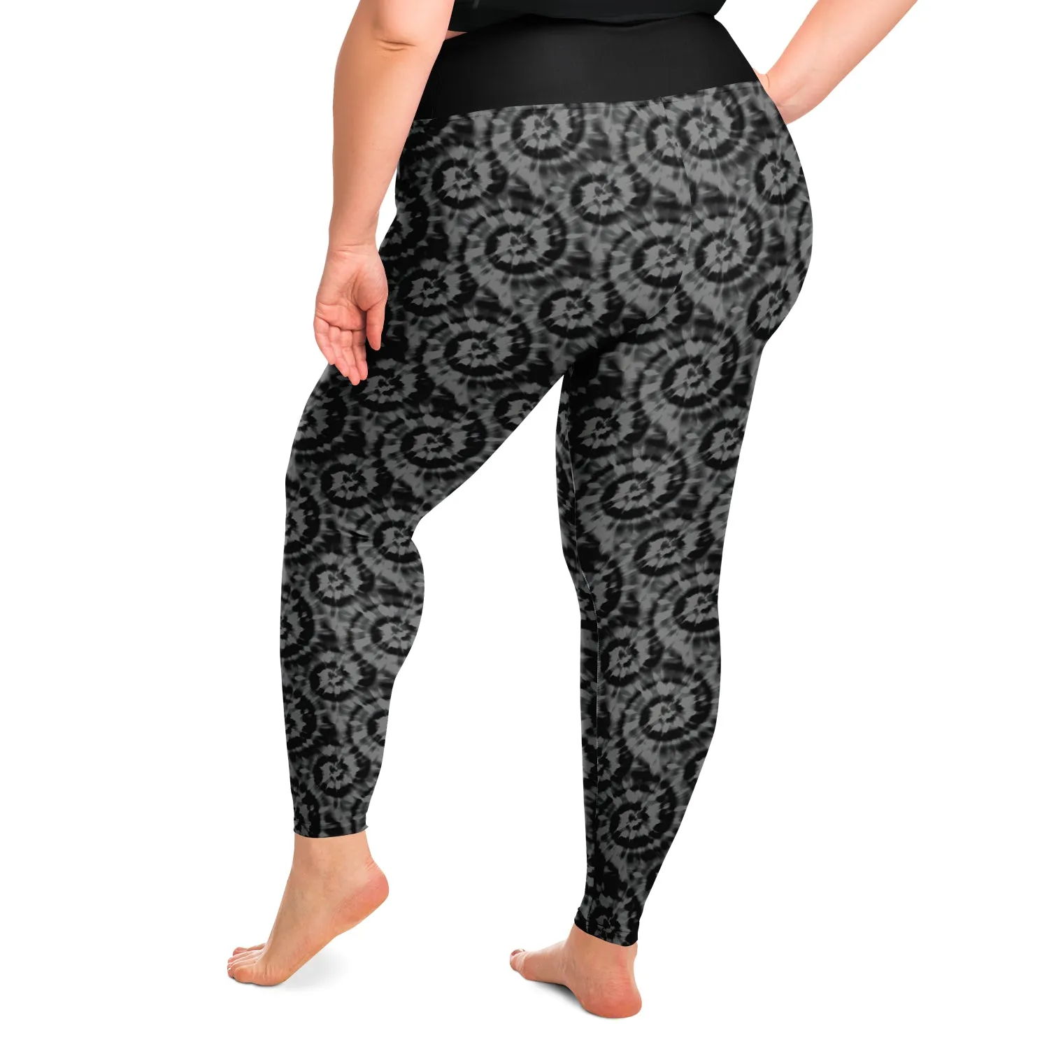 Black and Gray Tie Dye Plus Size Leggings 2X-6X Squat Proof