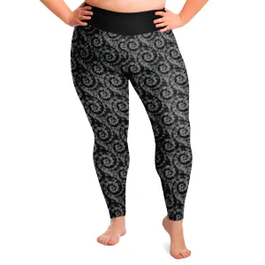 Black and Gray Tie Dye Plus Size Leggings 2X-6X Squat Proof