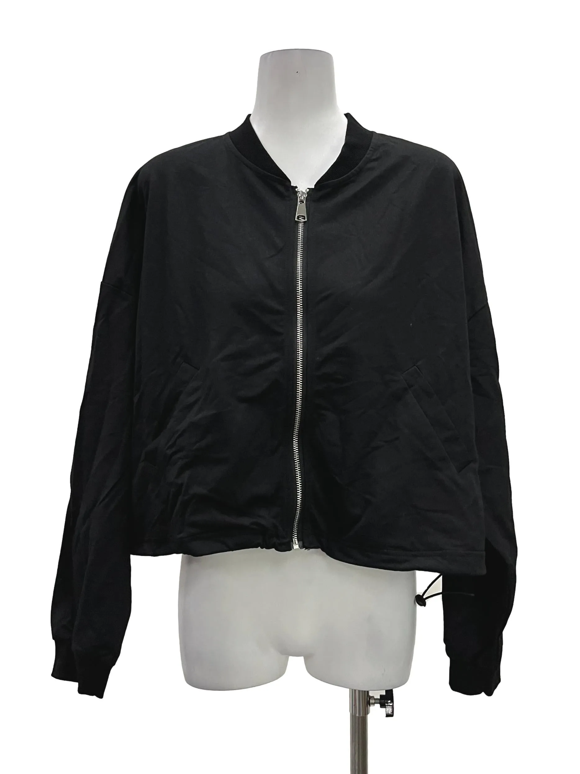 Black Cotton Bomber Jacket
