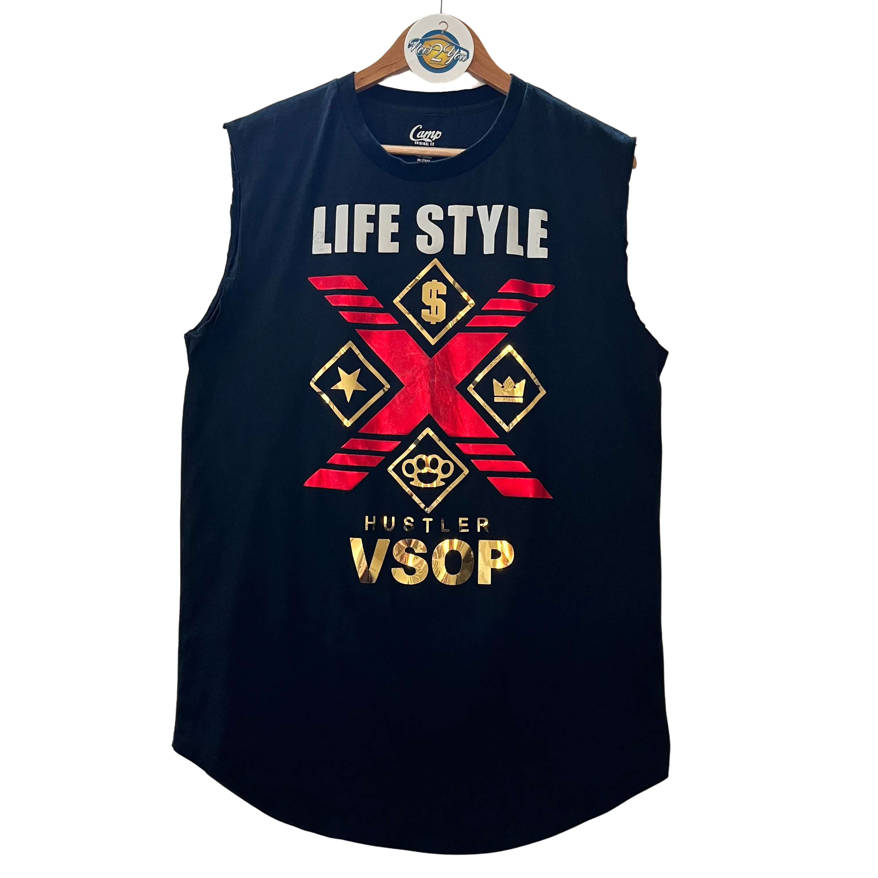 Black Hustler Tank w/ Gold Lettering