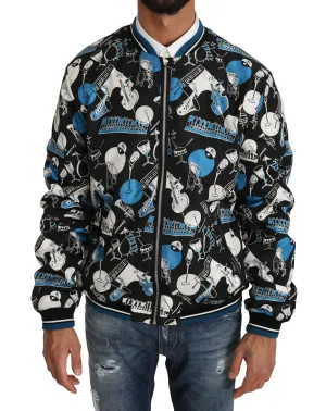 Black Music Print Summer Bomber Jacket