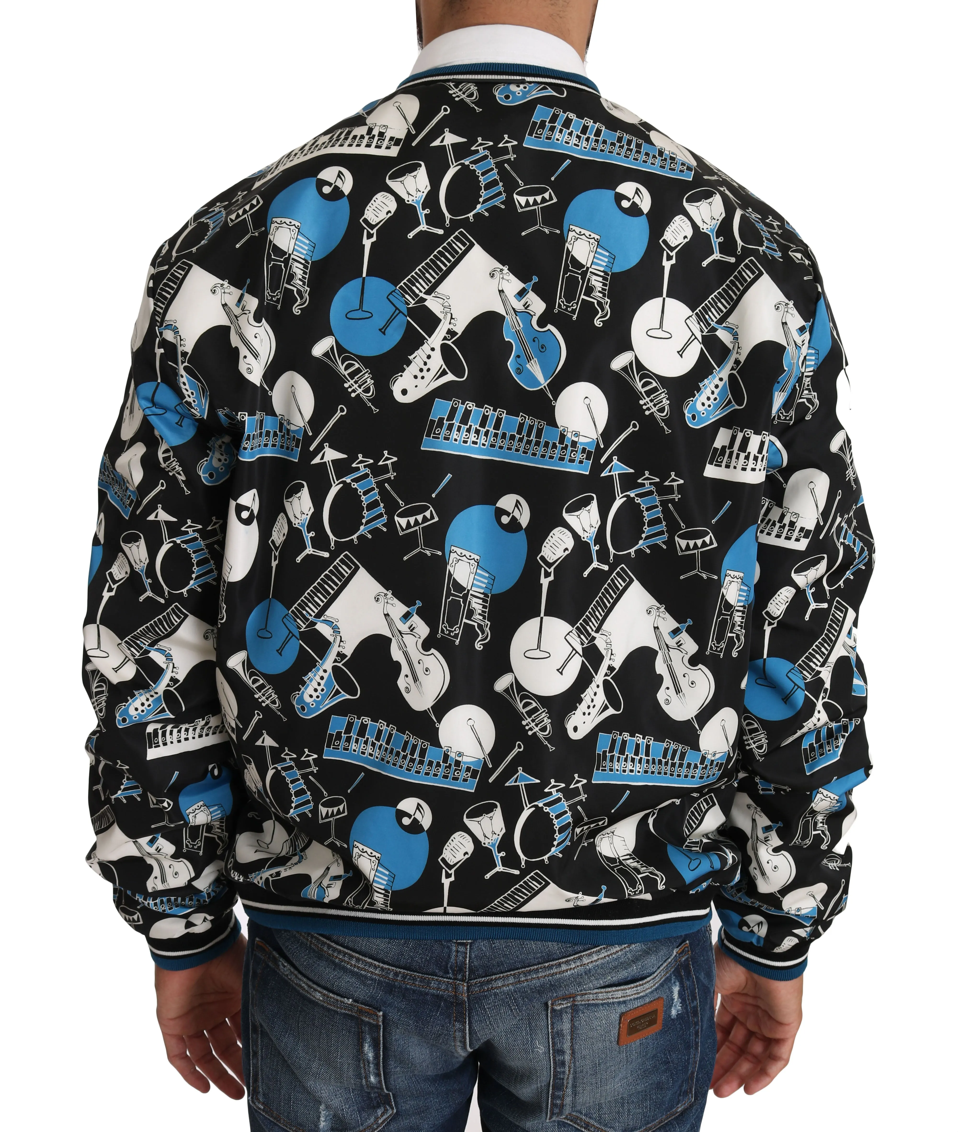 Black Music Print Summer Bomber Jacket