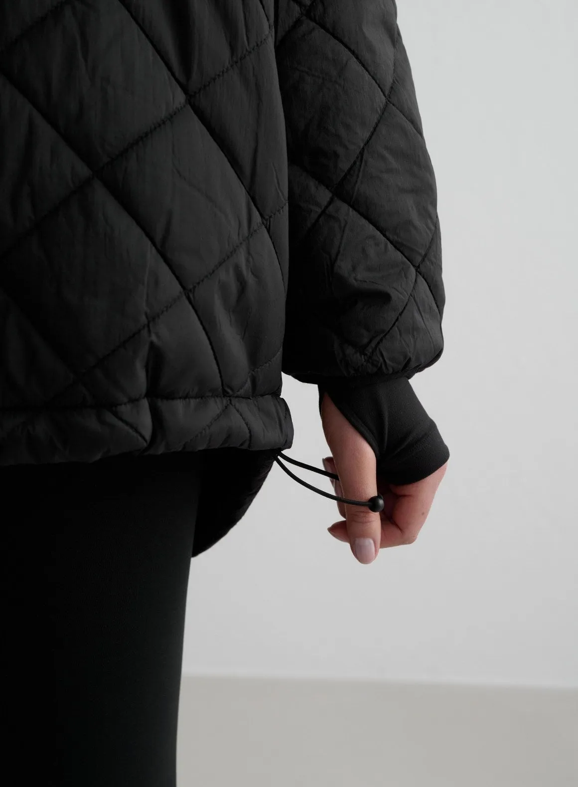 Black Oversized Quilted Anorak