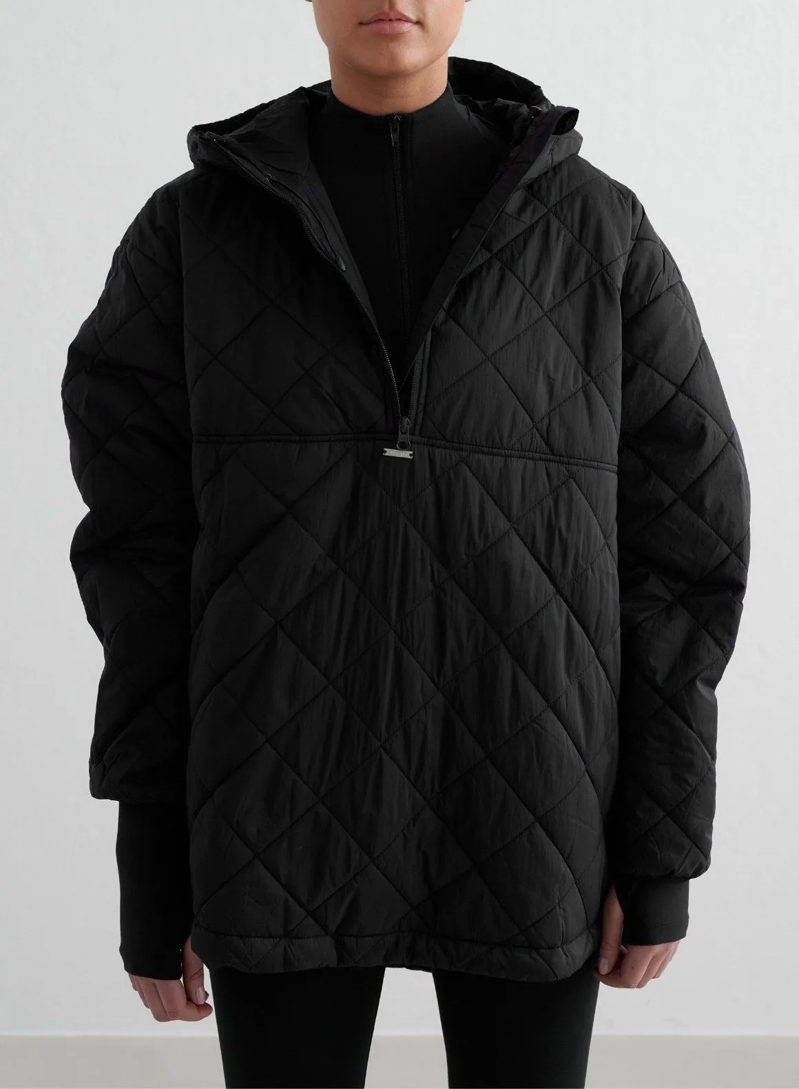 Black Oversized Quilted Anorak