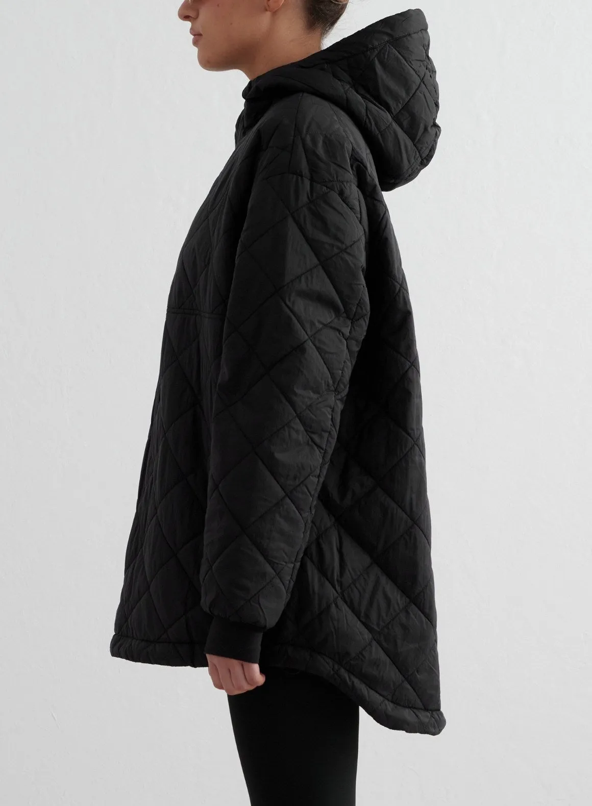 Black Oversized Quilted Anorak
