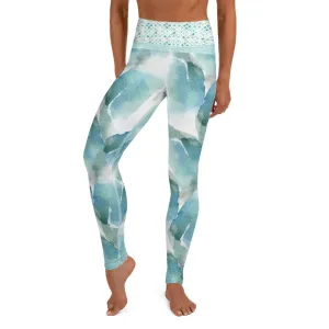Blue and Green Watercolor Brush Strokes - Yoga Leggings