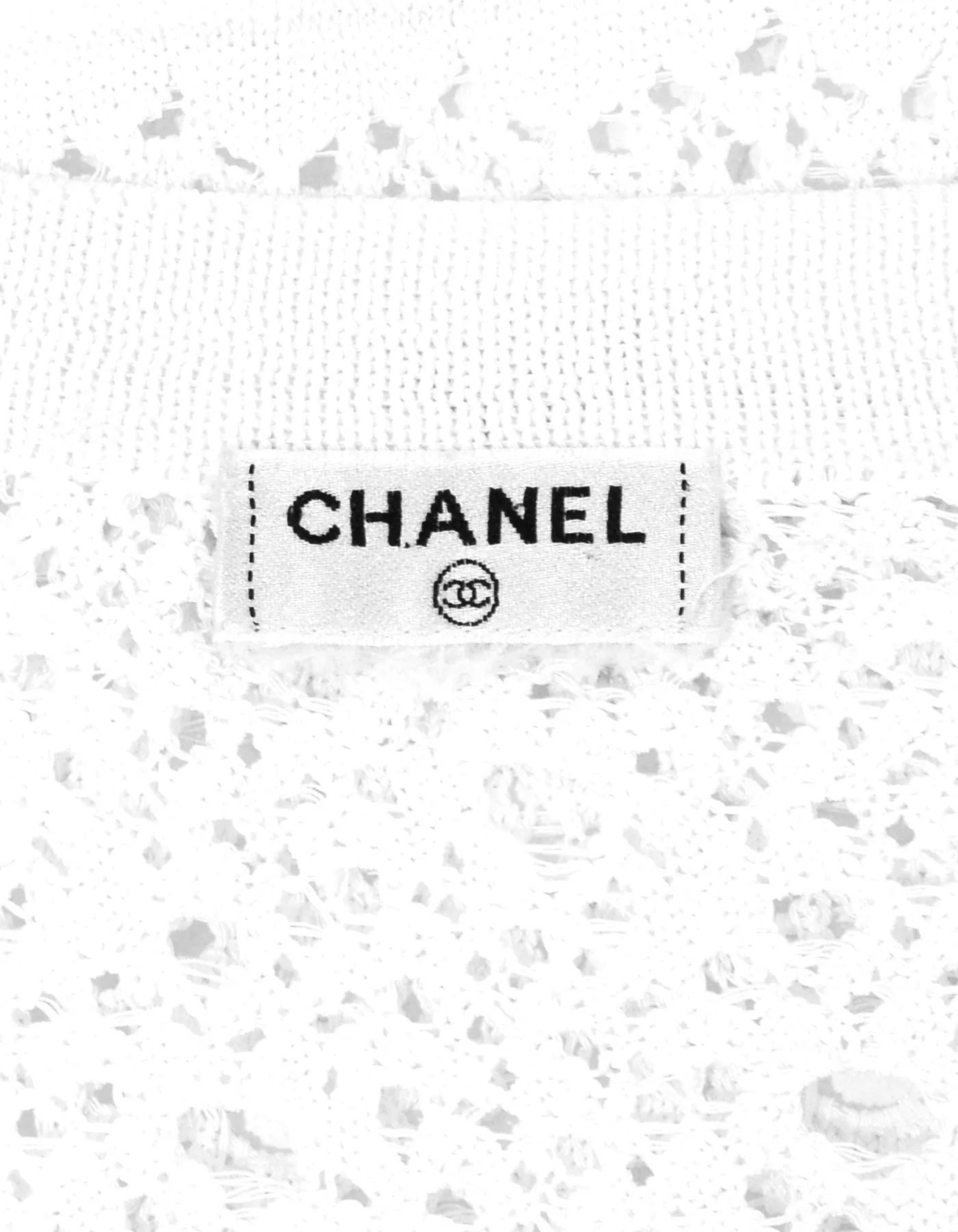 Chanel White Crochet Button down Jacket w/ 4 Pockets & 8 Silvertone Buttons sz Large