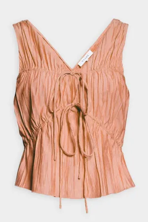 Cinched Crinkle Tank Top in Terracotta
