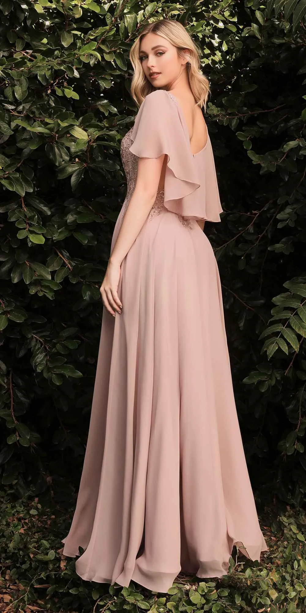 Cinderella Divine HT101 A-Line Chiffon Gown with Caplet