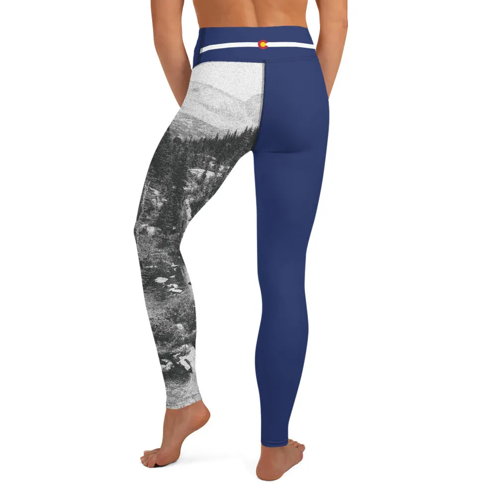 Colorado Flag and Mountain - Yoga Leggings