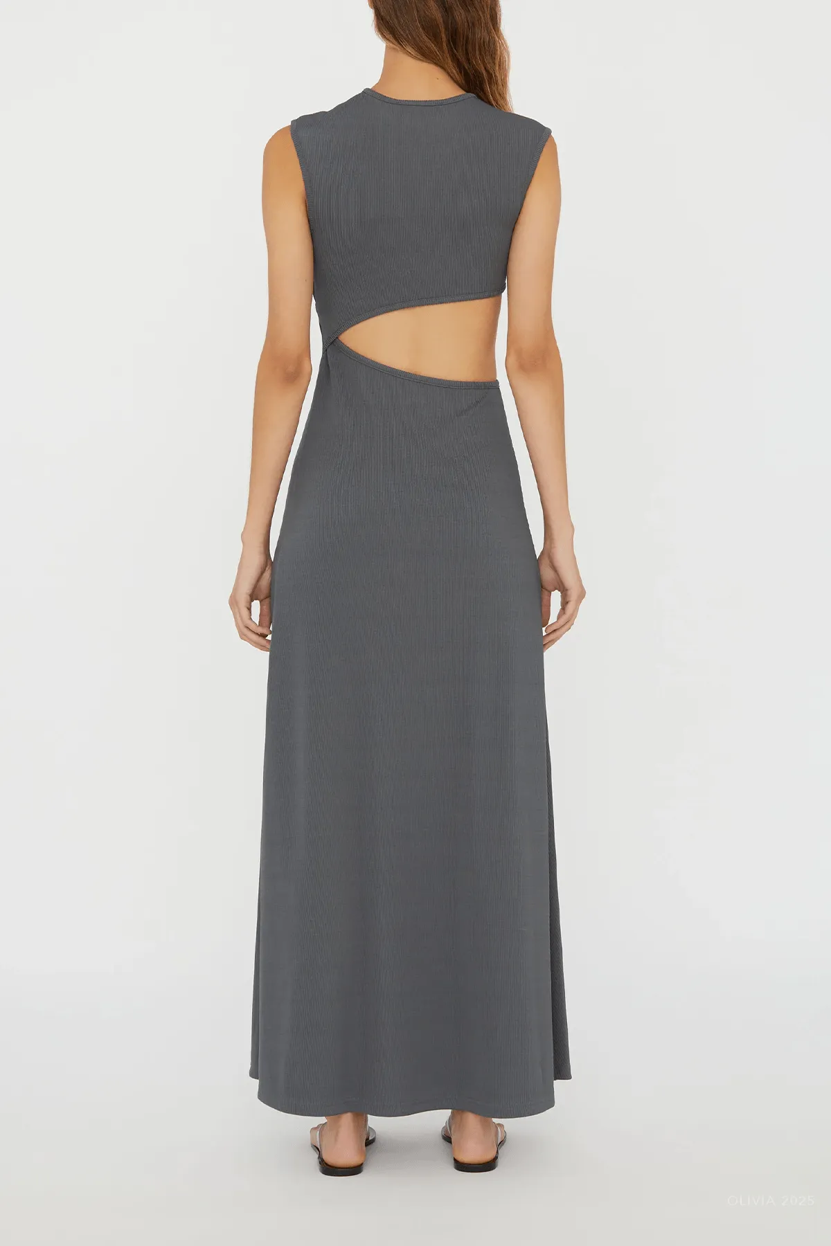 Concave Stone Tank Dress in Steel