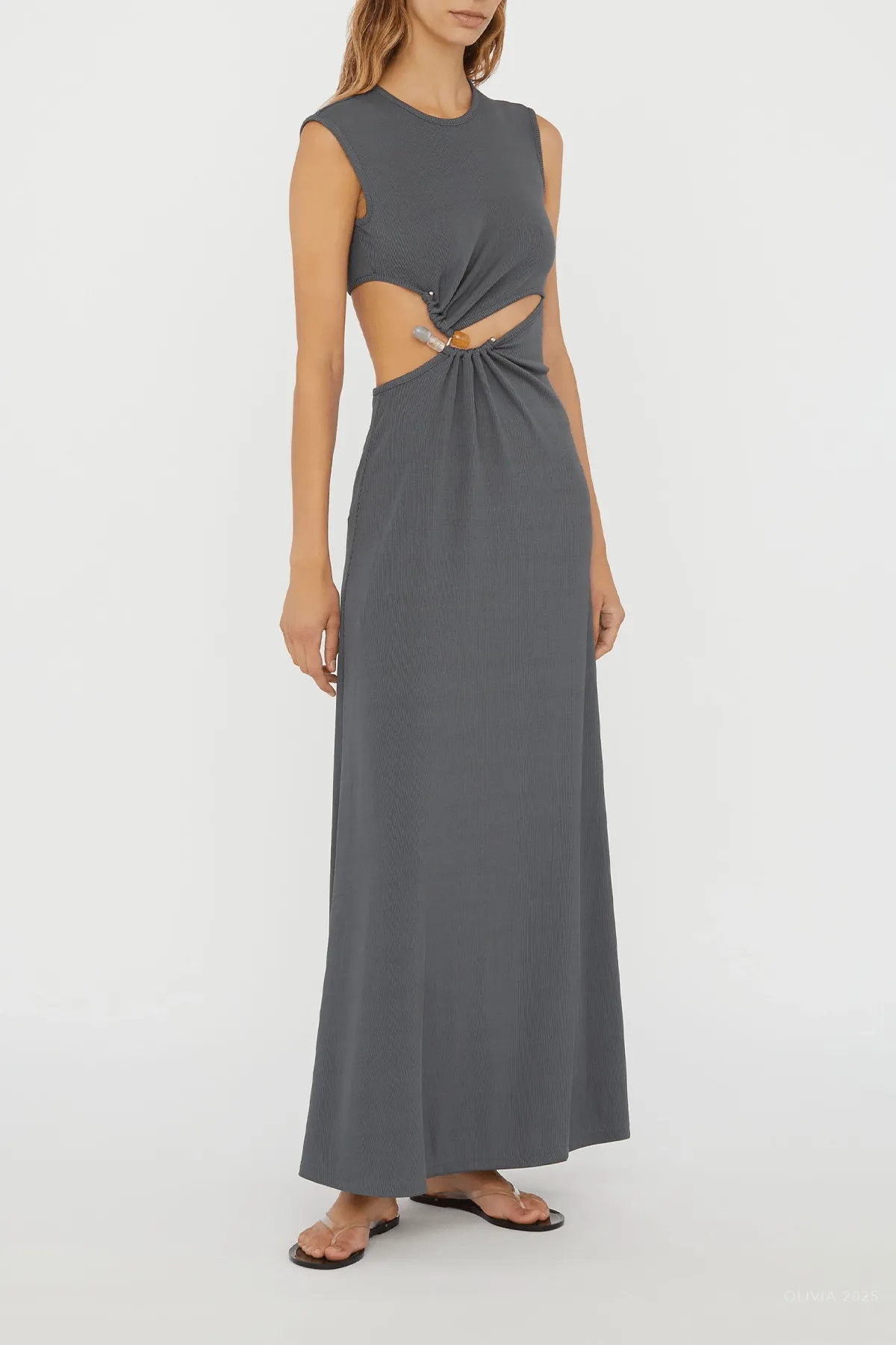 Concave Stone Tank Dress in Steel