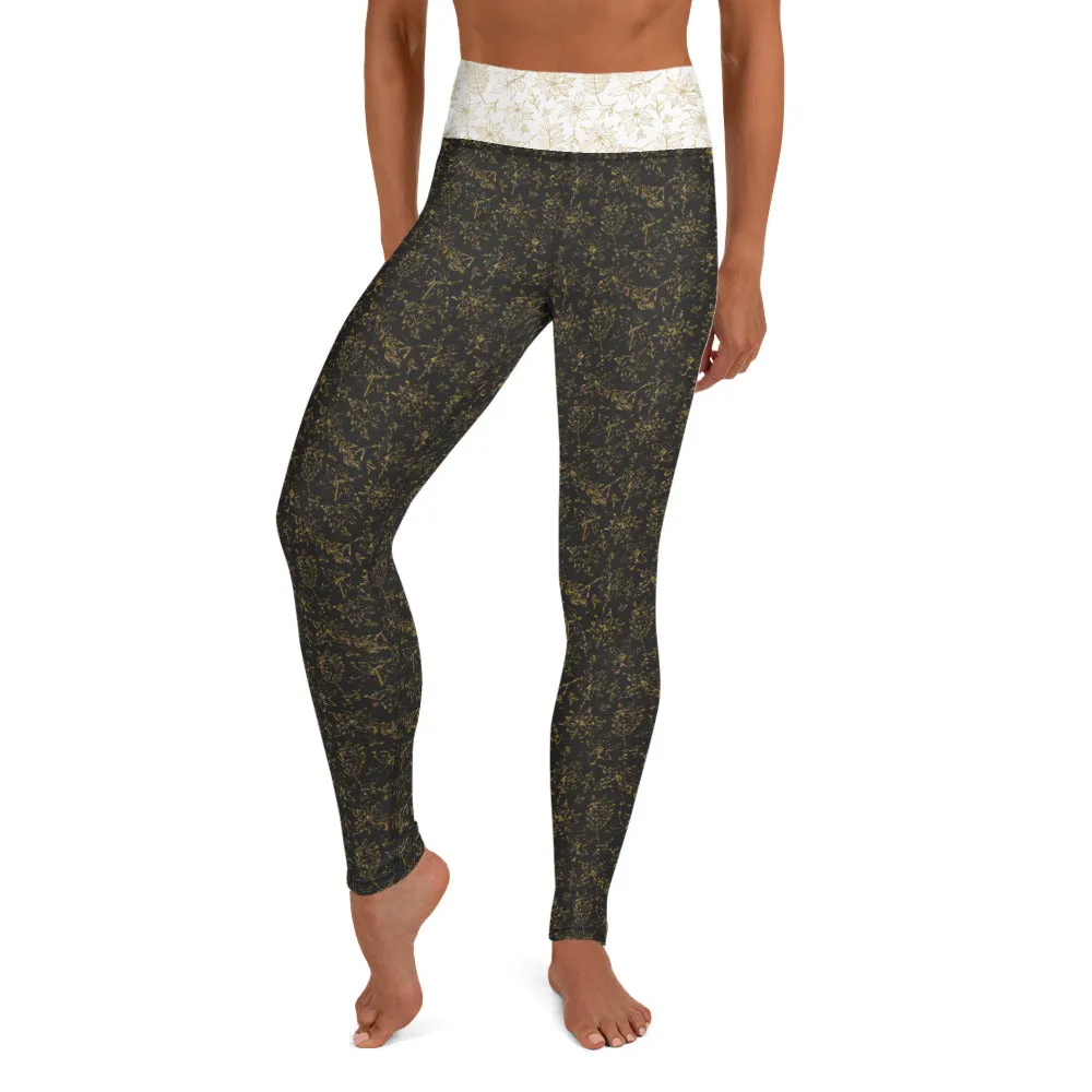Crazy-Ass Leggings - Black Poinsettias - Yoga Leggings