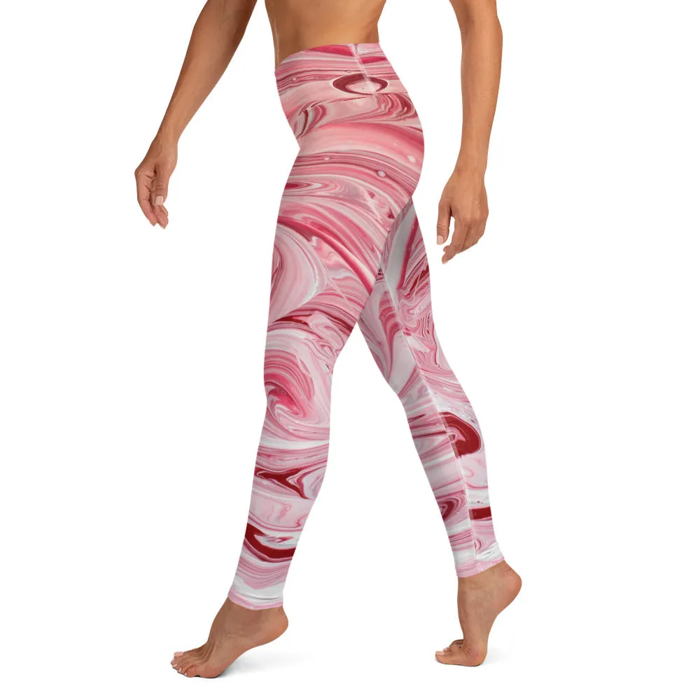 Crazy-Ass Leggings - Red and Pink Marble - Yoga Leggings