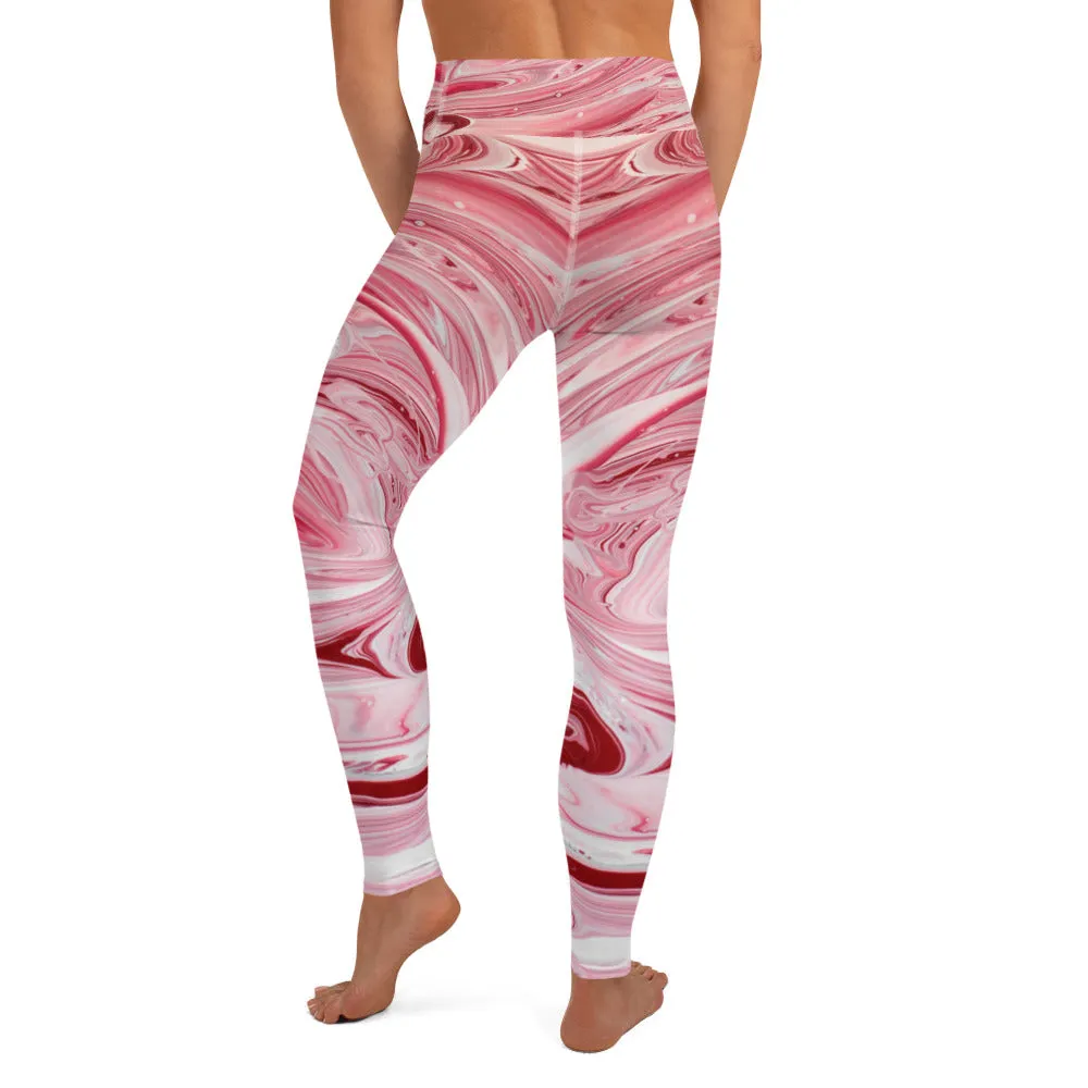 Crazy-Ass Leggings - Red and Pink Marble - Yoga Leggings