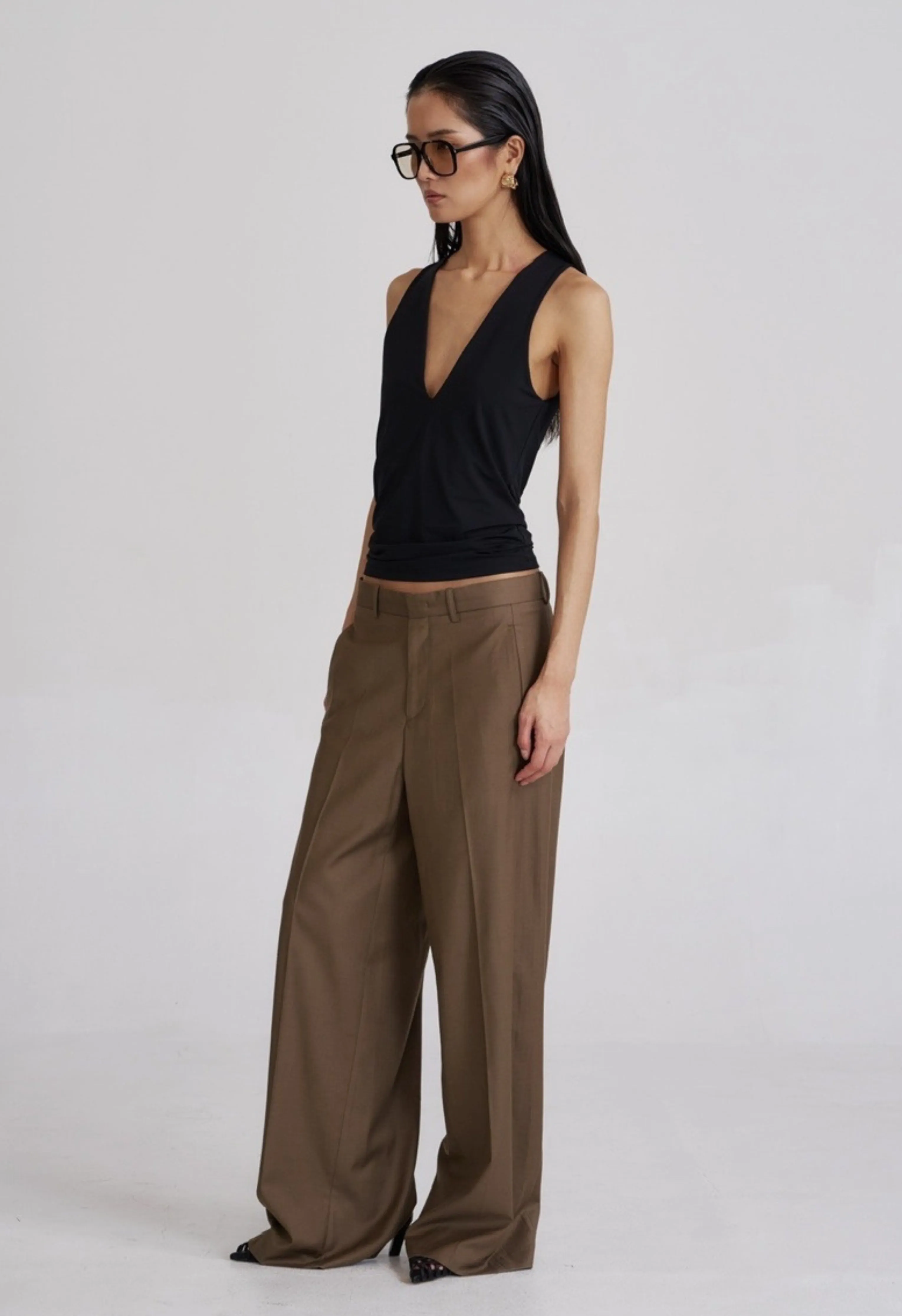 Deep V Jackie Top Black