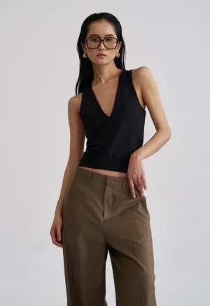 Deep V Jackie Top Black