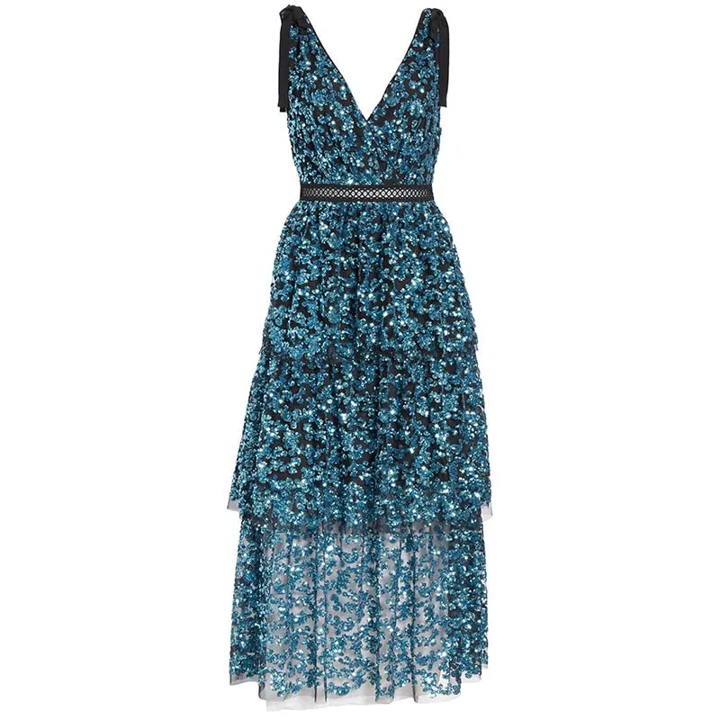 Deep V Sequin Women Dress