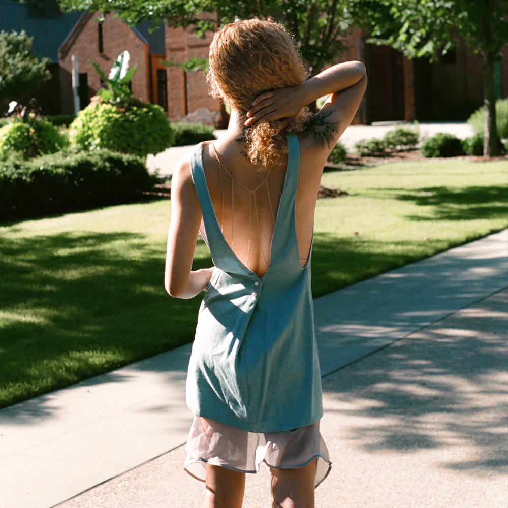 Denim Dress with Chiffon