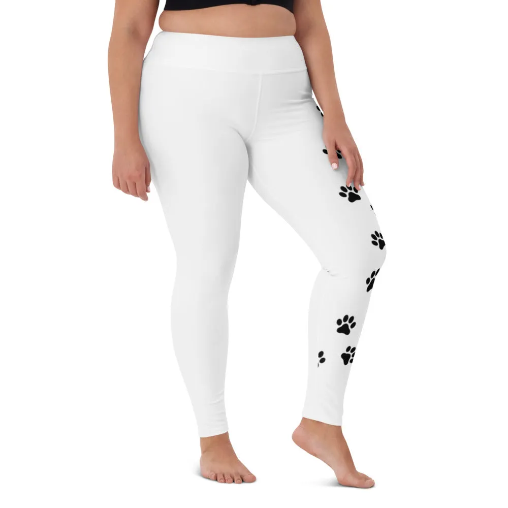 Dog Paw Trace Yoga Leggings (one side)