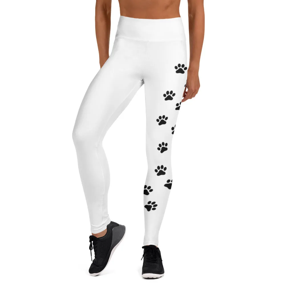 Dog Paw Trace Yoga Leggings (one side)