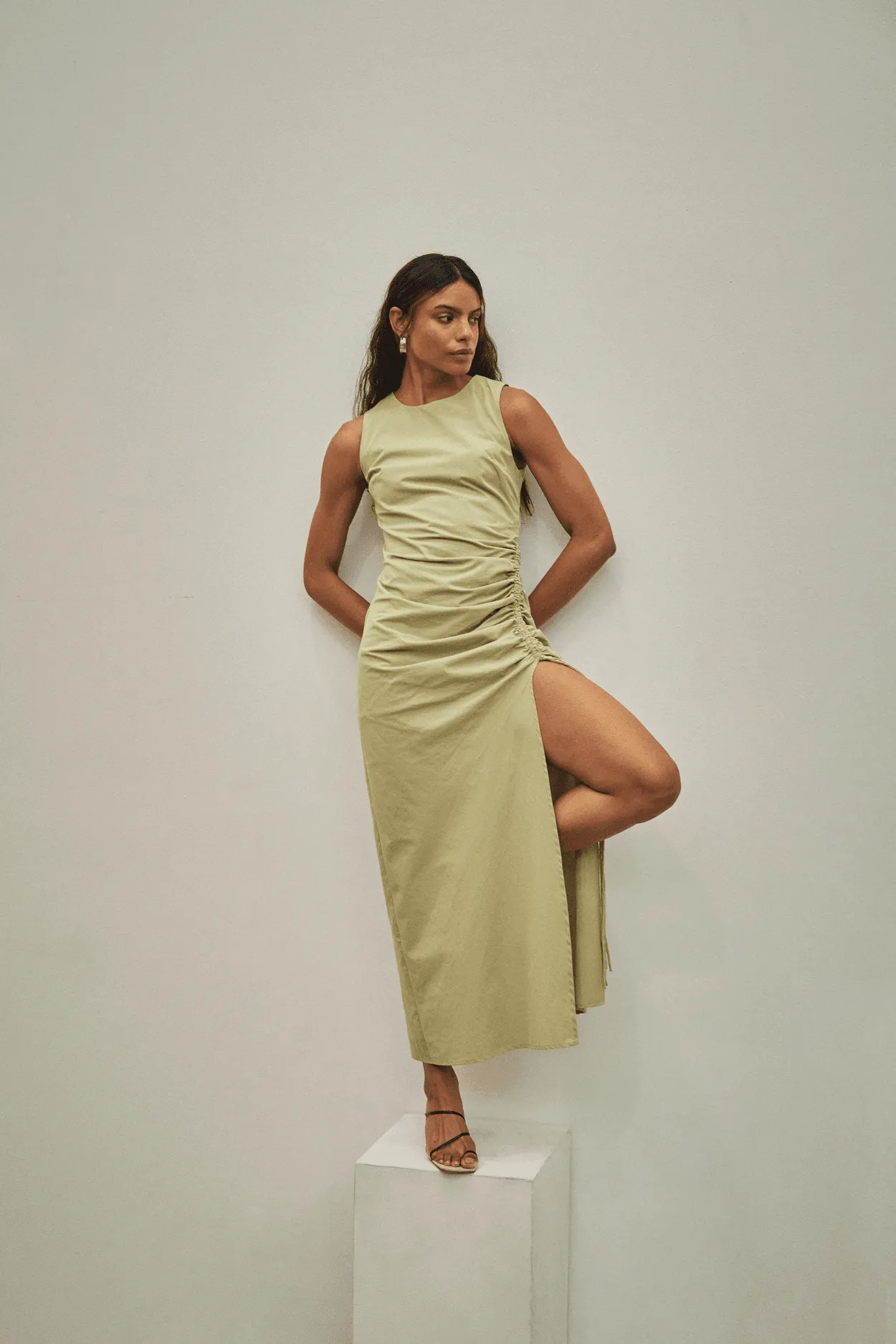 DRAWN DEEP TANK MAXI DRESS | SAGE