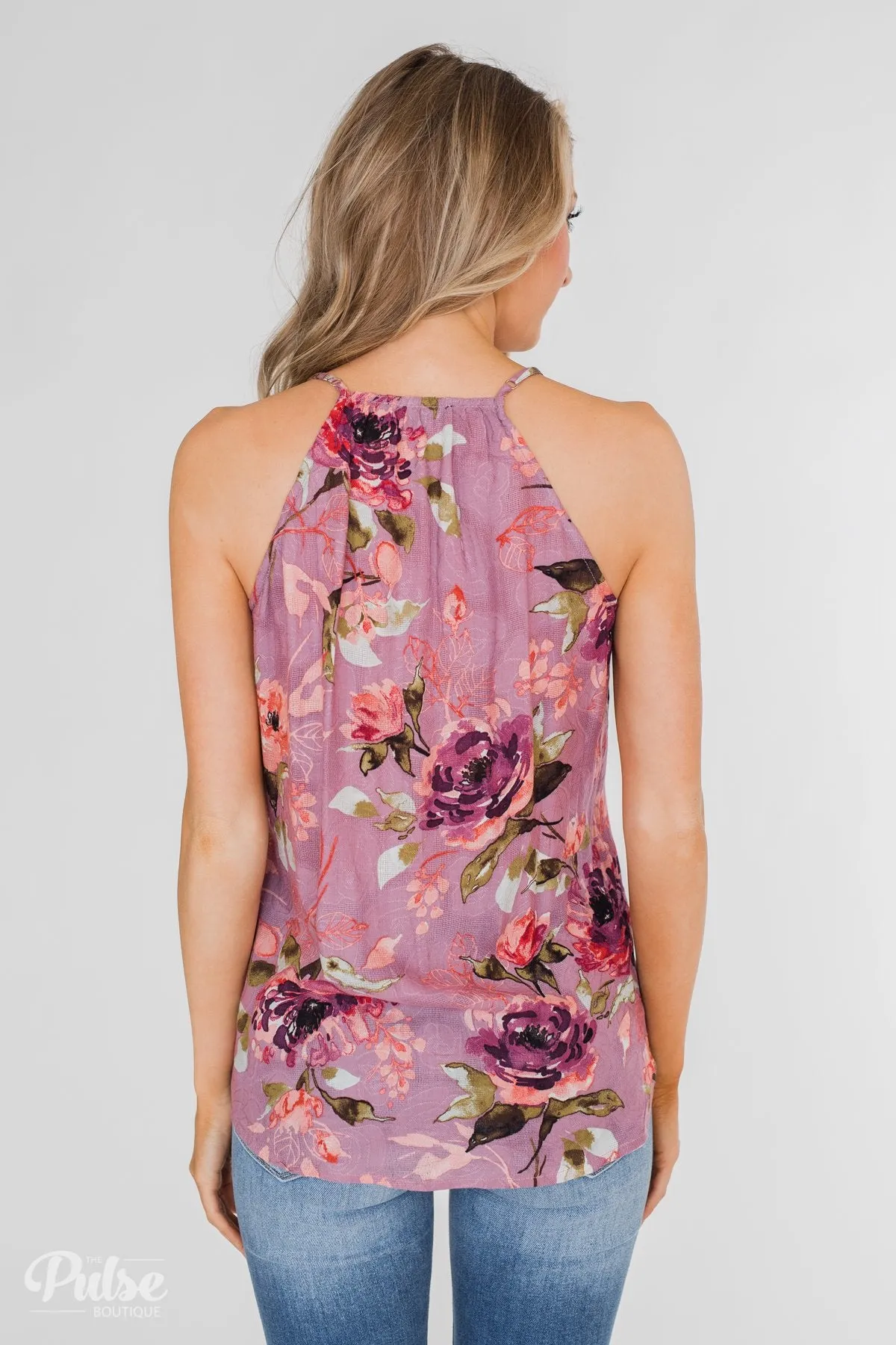 Dreaming of Floral Ruffle Tank Top - Orchid