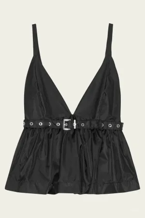 Duchesse Nylon Strap Top in Black
