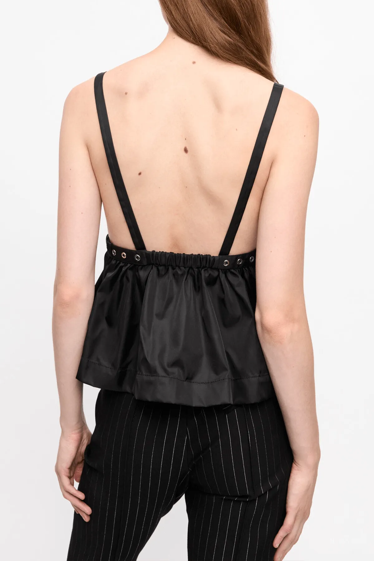 Duchesse Nylon Strap Top in Black