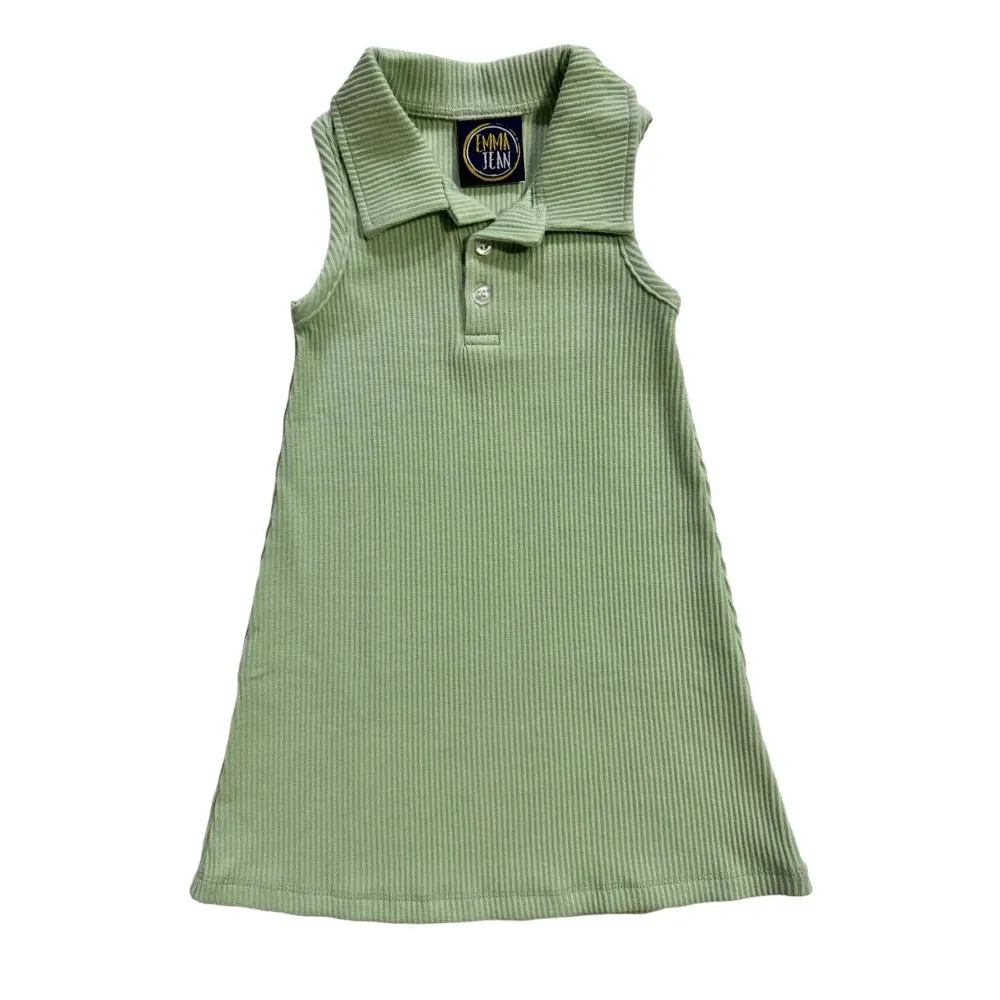 Emma Jean Kids Green Ribbed Aubrey Tank Dress
