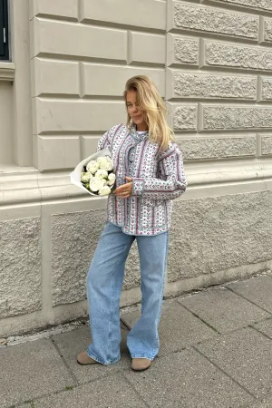 EmmyIC Quilted Jakke - Blå Rød Print