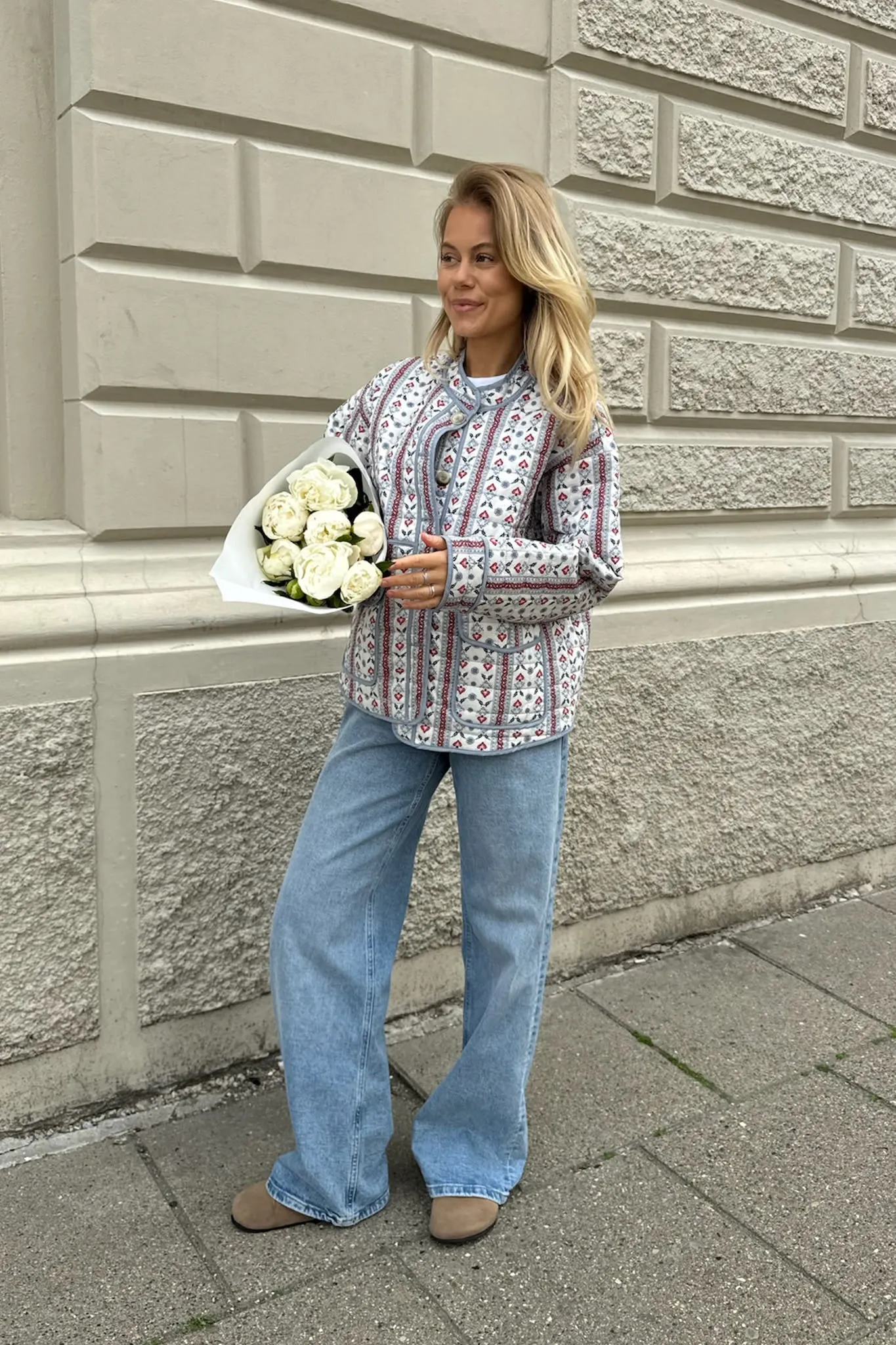 EmmyIC Quilted Jakke - Blå Rød Print