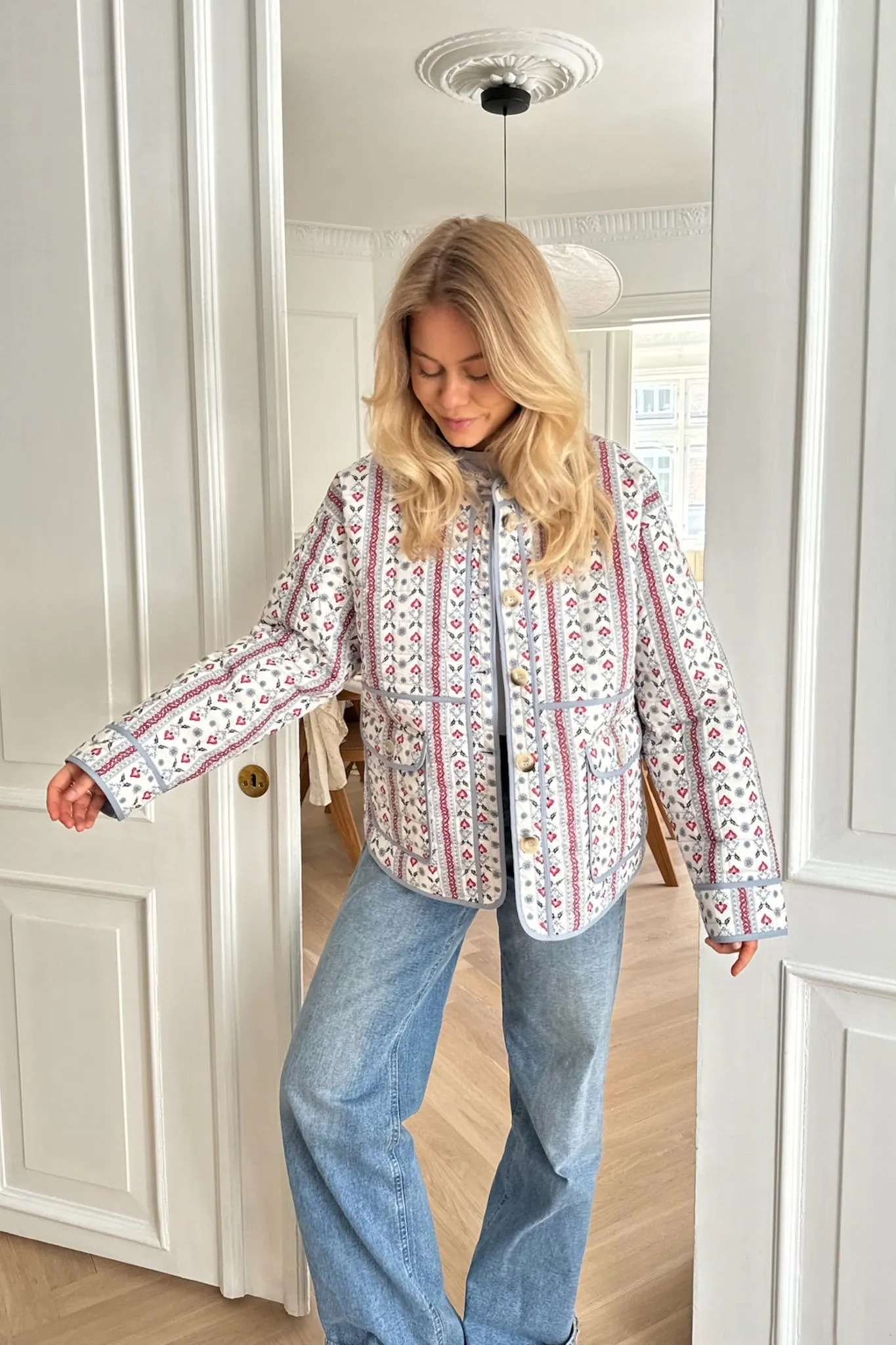 EmmyIC Quilted Jakke - Blå Rød Print