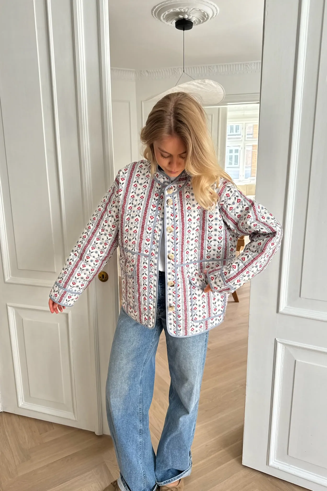 EmmyIC Quilted Jakke - Blå Rød Print